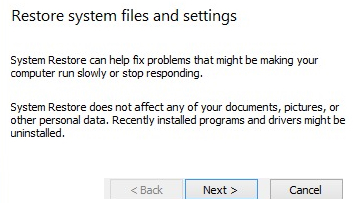 System Restore Point in Windows 10
