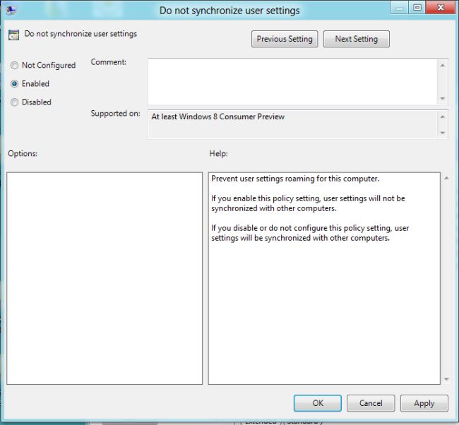 User setting. Turn off all Balloon Notifications. New Group Policy object options disabled.