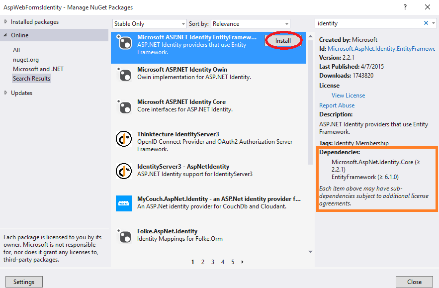 Adding Identity On  Page In