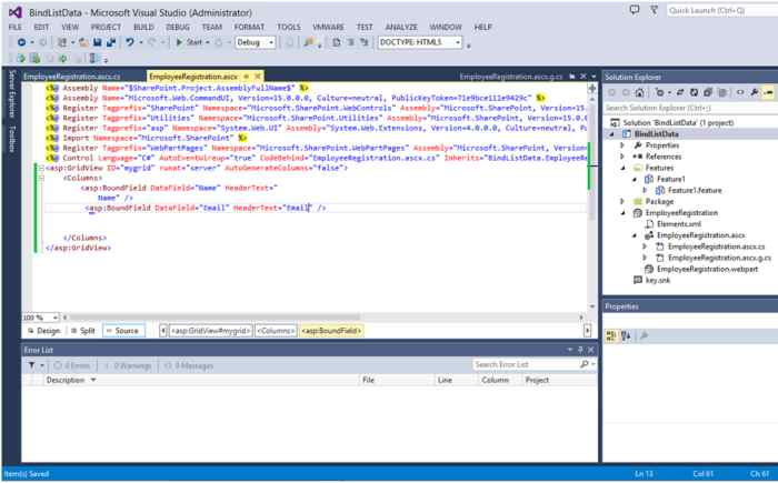 Create a new visual webpart