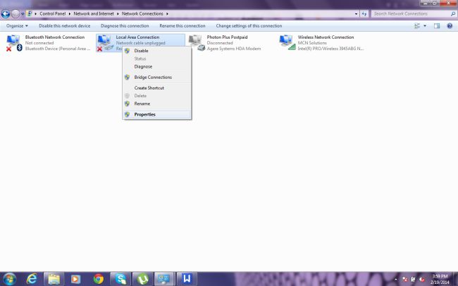 change adapter settings