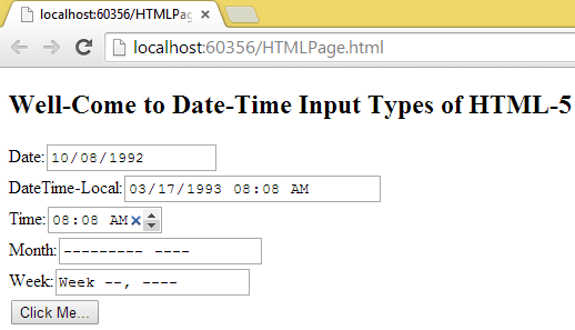 Date and Time Input Types of HTML 5