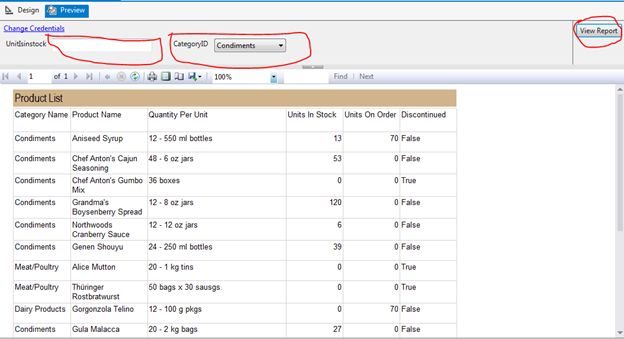 table control in SSRS