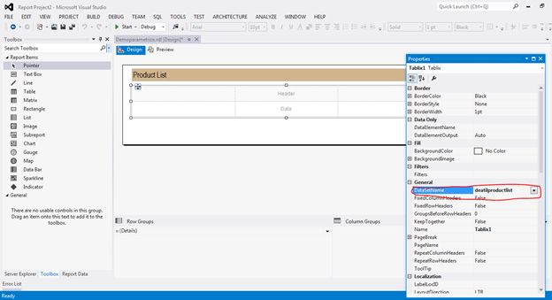table control in SSRS