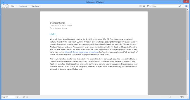 microsoft xps document writer download windows 8