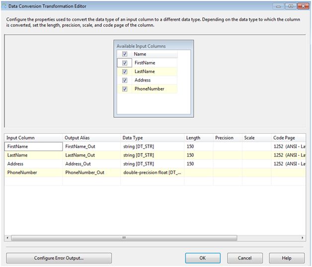 Data Conversion Transformation In SQL Server Integration Service (SSIS)