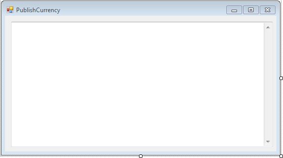 The Design view of the PublishCurrency form