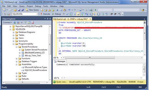 Using CLR With SQL Server 2012
