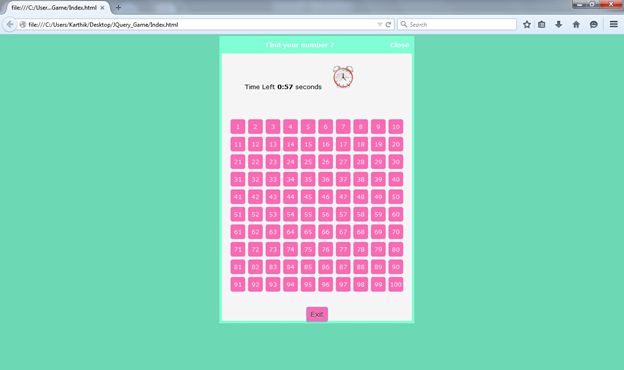 Find number popup window