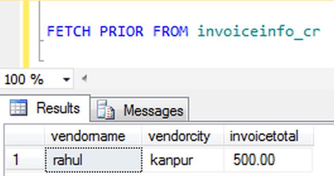 Sql cursor fetch next row