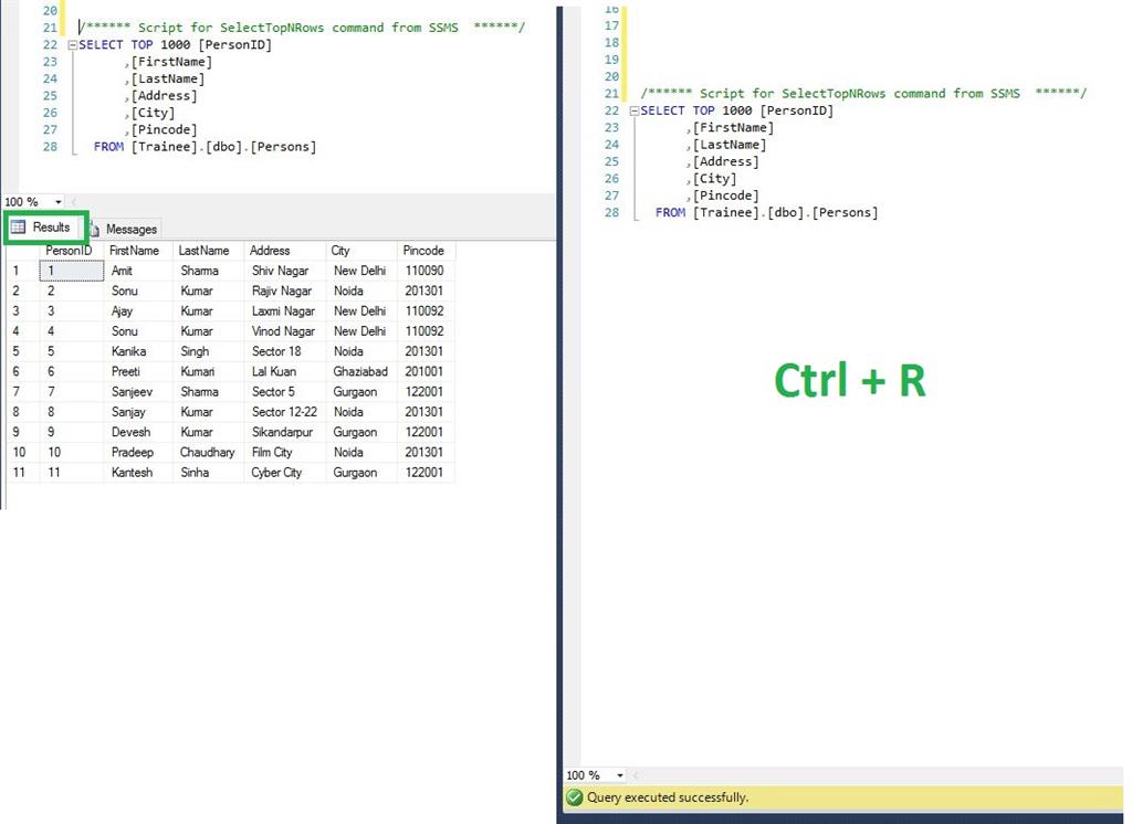 Important Keyboard Shortcuts In SQL Server 2014