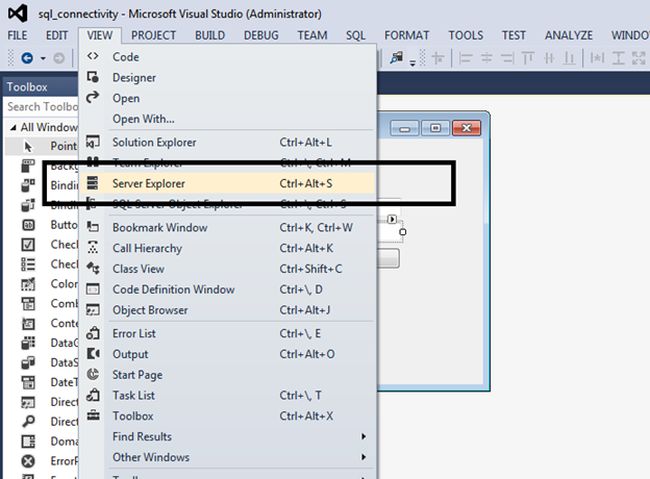 server explorer in visual studio