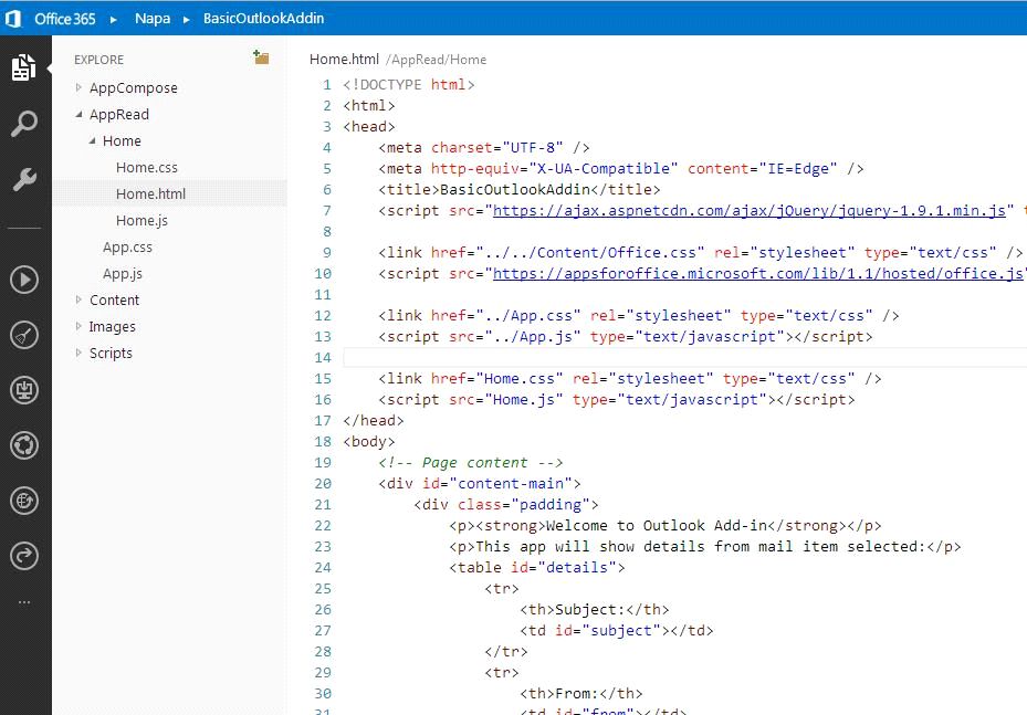 Office 365 Outlook Add-in Development Using NAPA (Basics) - Part Two