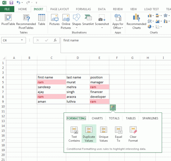 where is quick analysis button in excel 2013