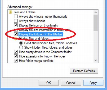 Display the full path