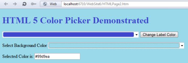 Working With HTML5 Color Picker