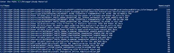powershell check file path length