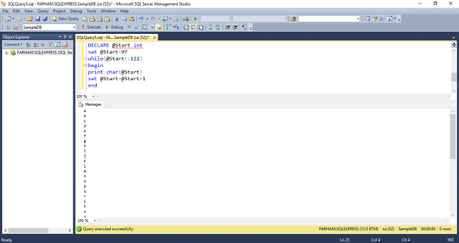 ASCII Values Of Alphabets And Numbers In SQL Server
