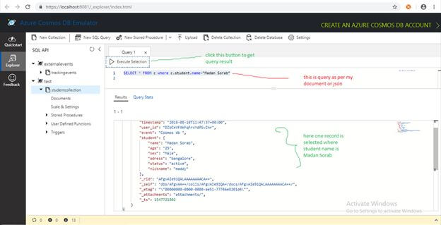 Query Using Azure Document-DB SQL