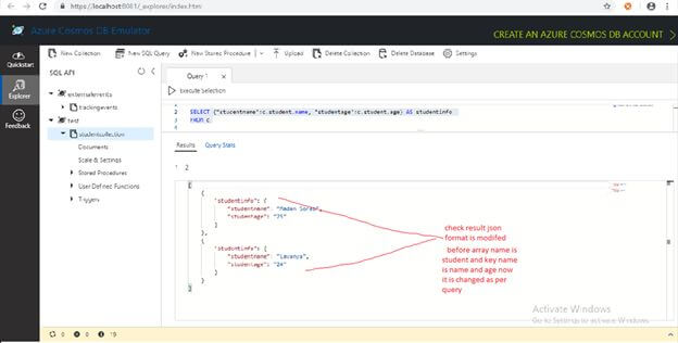 Query Using Azure Document-DB SQL