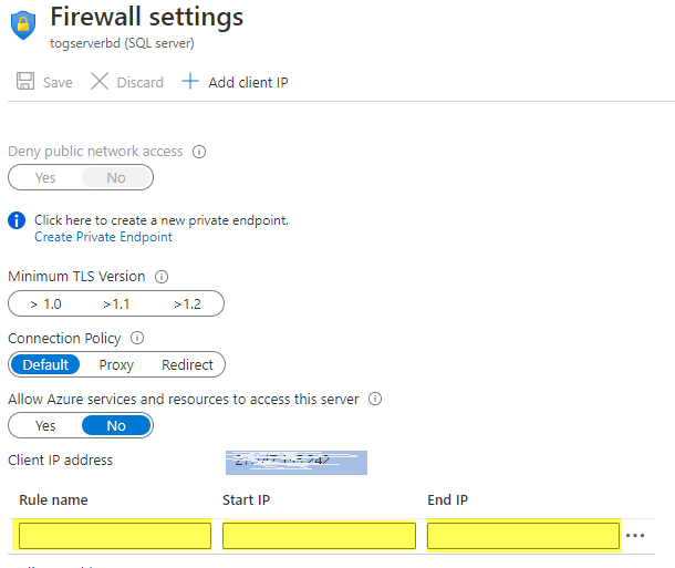 Access Control Through Firewall in Existing Azure SQL Database