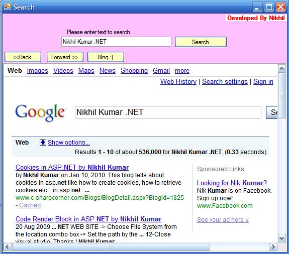Google Search from Windows Application
