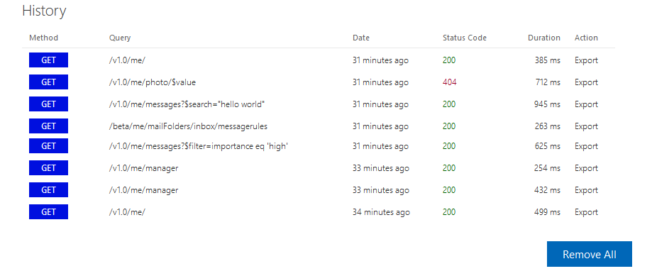 Manage And Export History In Microsoft Graph Explorer