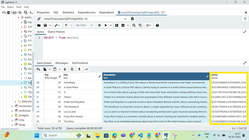 Microsoft.Extensions.VectorData using the PostgreSQL