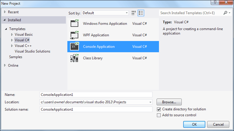 Create Console Program in C#