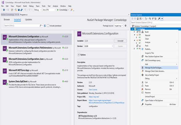 Access SQL Server DataBase In .NET Core Console Application
