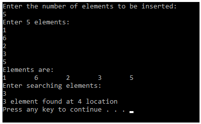 Linear Search Using C++