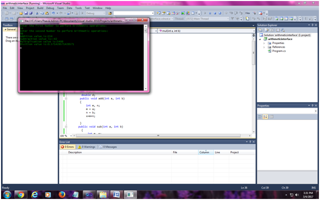 Arithmetic Operations Using An Interface Concept