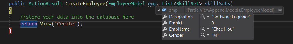 Retrieve Values From Dynamically Appended MVC Partial View