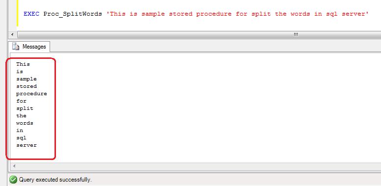 Split the sentence into words in sql server