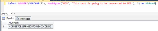 Convert String to MD5 in SQL Server
