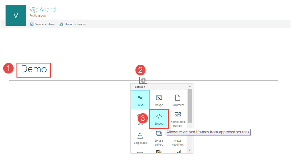 embed html in sharepoint modern page