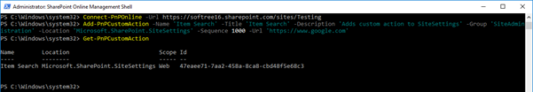 Add And Remove Custom Action Using PnP PowerShell