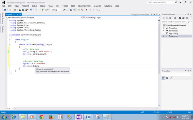 Difference between Var and Dynamic Keywords