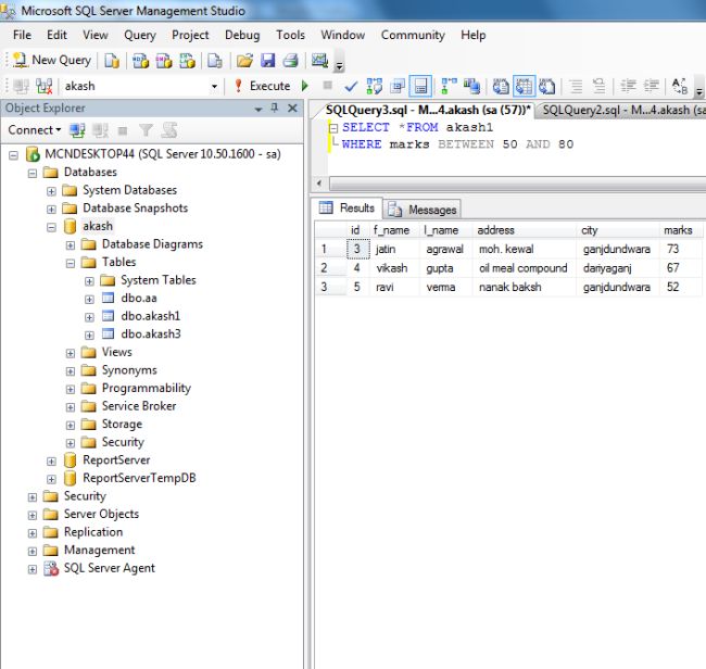 Difference between In and Between Operator in SQL