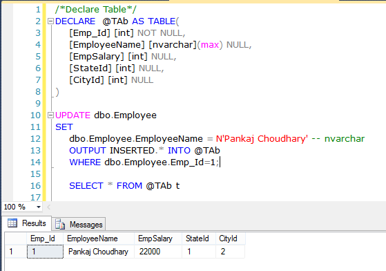 OUTPUT Clause In SQL Server