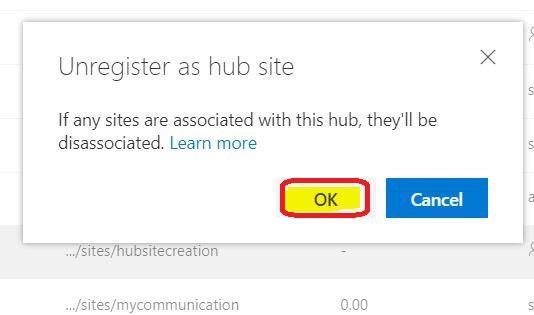 Sharepoint HubSite Configuration