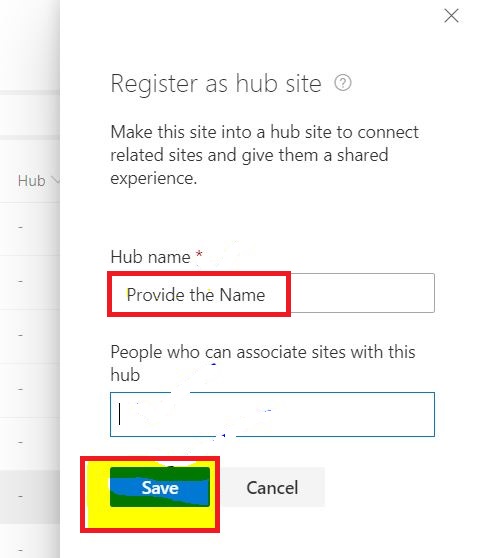 Sharepoint HubSite Configuration