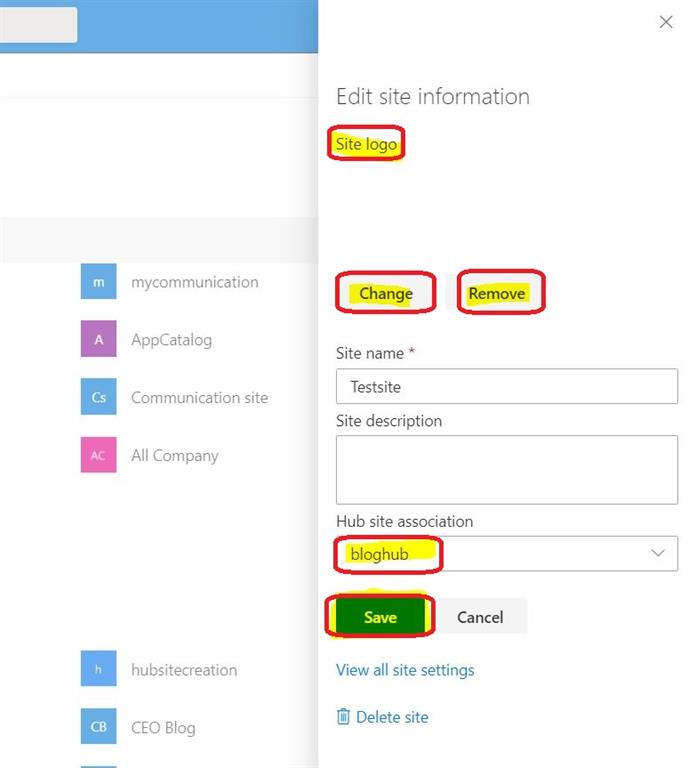 Sharepoint HubSite Configuration