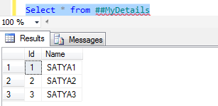 Local And Global Temporary Tables Using Stored Procedure In SQL Server