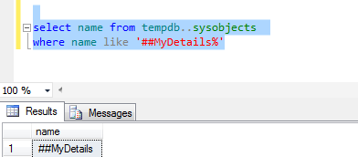 Local And Global Temporary Tables Using Stored Procedure In SQL Server