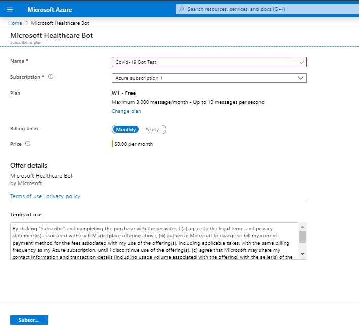 COVID-19 Assessment BoT Development And Deployment