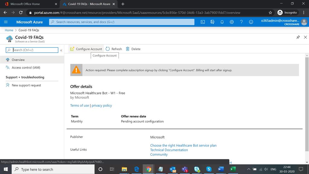 COVID-19 FAQs BoT Development And Deployment