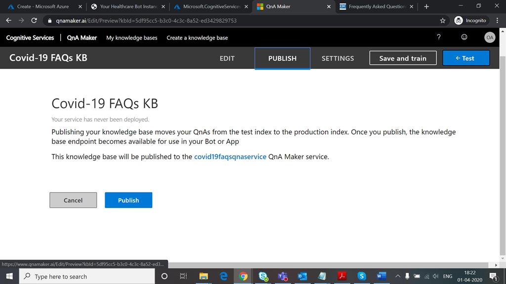 COVID-19 FAQs BoT Development And Deployment