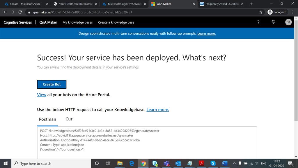COVID-19 FAQs BoT Development And Deployment