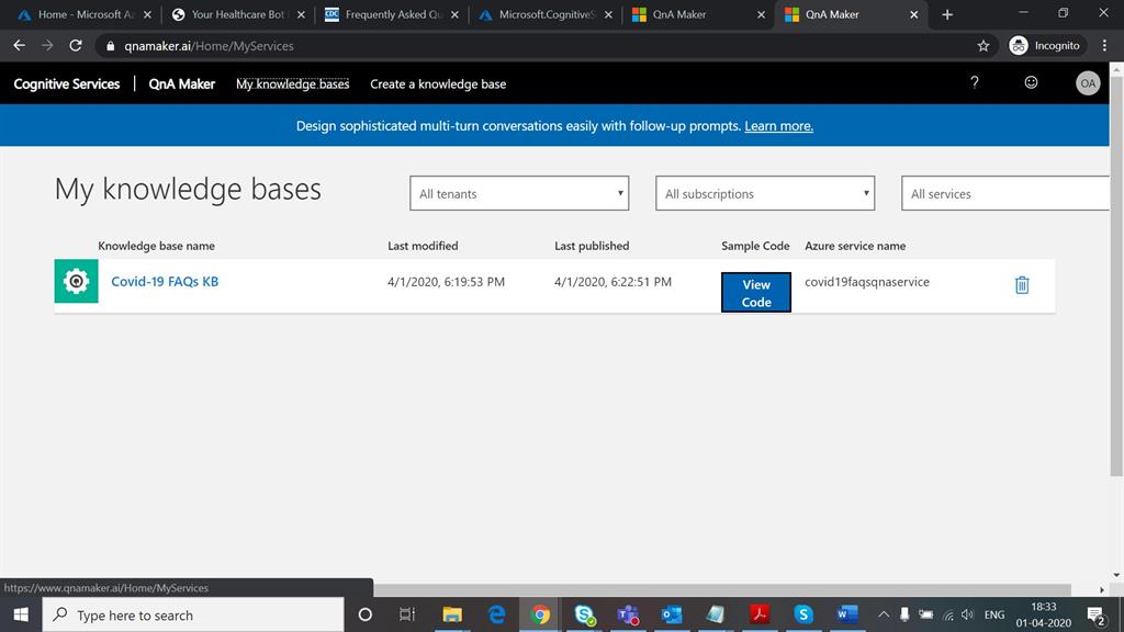 COVID-19 FAQs BoT Development And Deployment